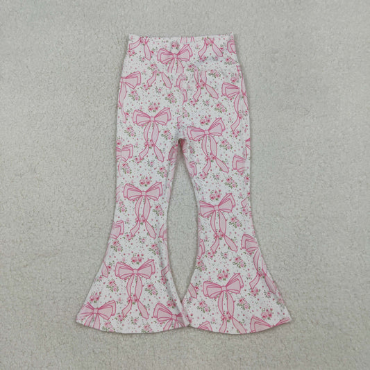 P0773 baby girls pink bow flower long pant yoga