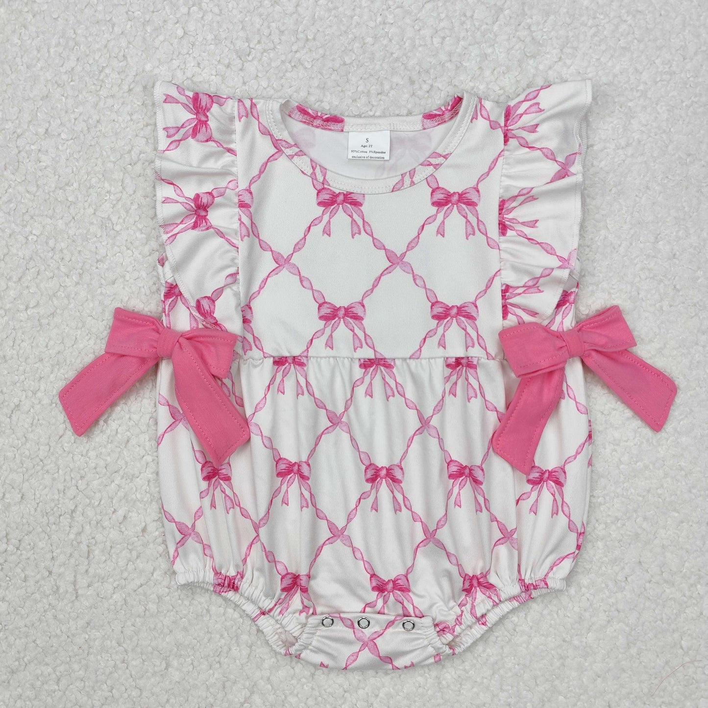 SR2269 Baby Girls sleeveless bow plaid romper