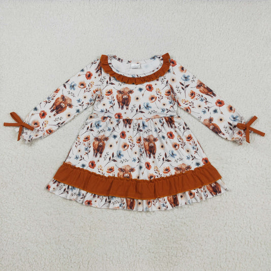 GLD0784 baby Girls cow floral Dress