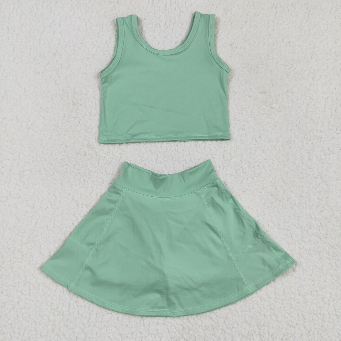GSD1984 baby girls green sleeveless dress outfits Yoga
