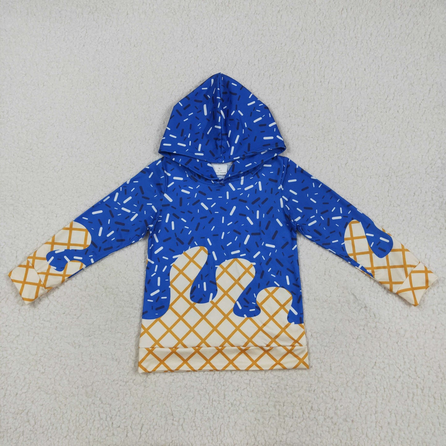 BT1275 baby boys blue Ice cream waffles hoodies top