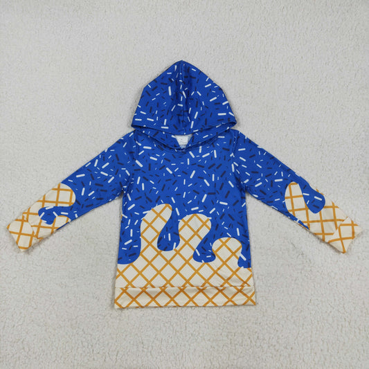 BT1275 baby boys blue Ice cream waffles hoodies top