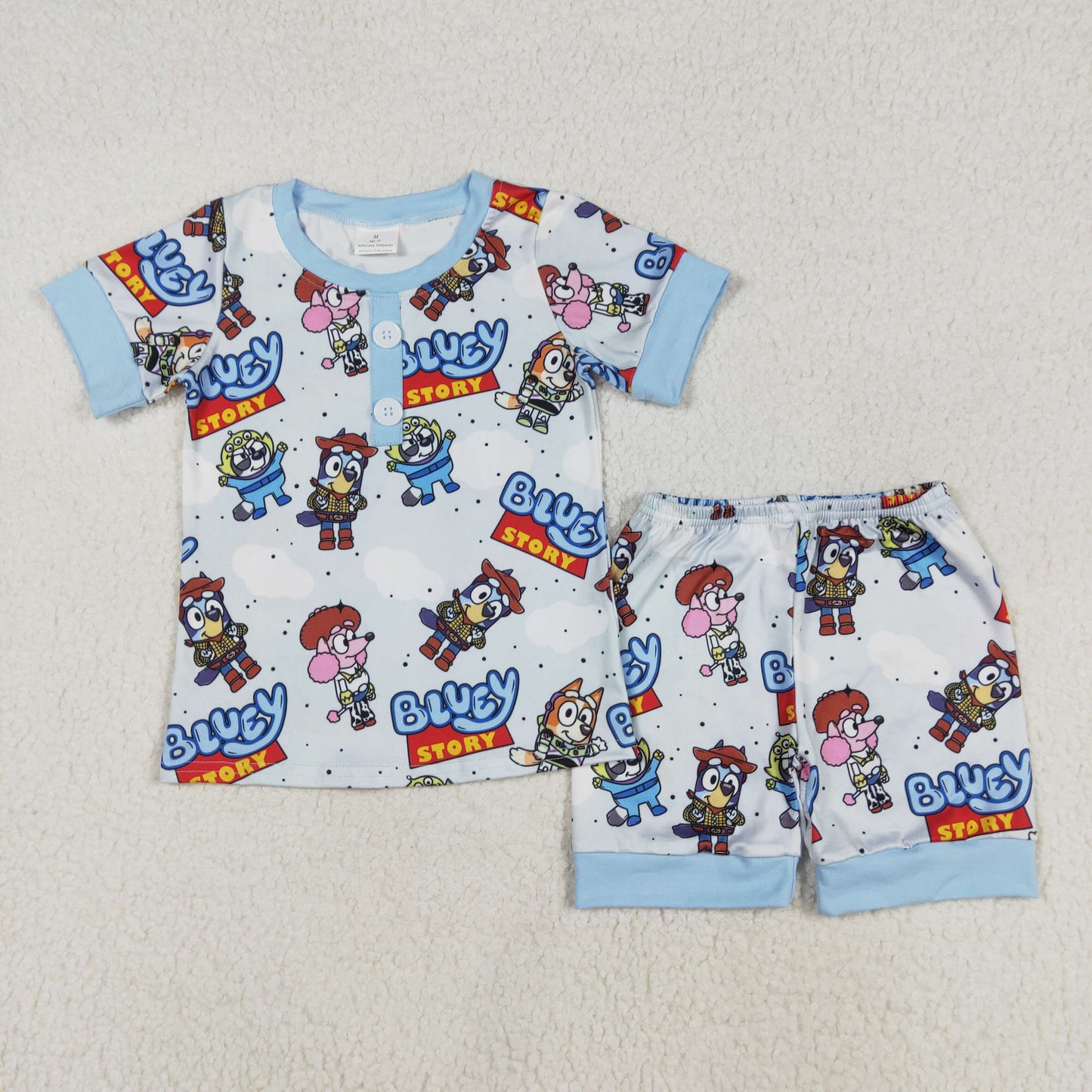 BSSO1240 Boys blue cartoon dog short sleeve pajamas