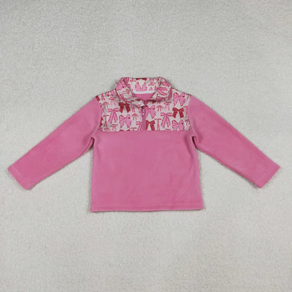 Matching Baby girls clothes plush zip-up long-sleeved top fleece