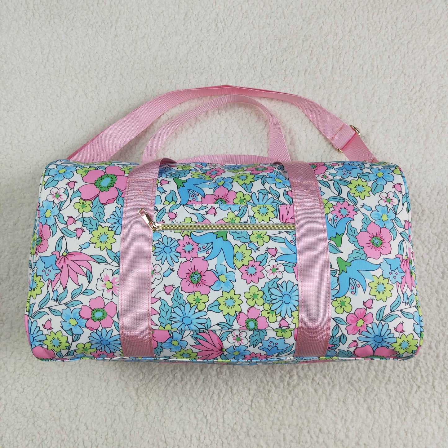 BA0291 blue green flower pink floral handBag 18.5x11.2x7.9 inches