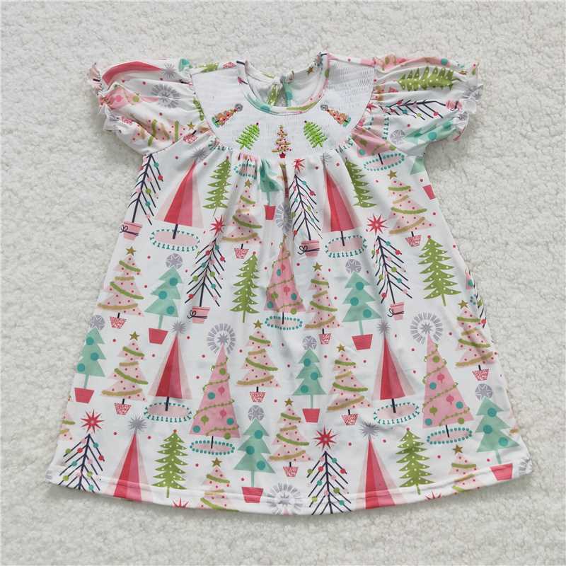 Matching Baby girls Christmas romper dress smocked