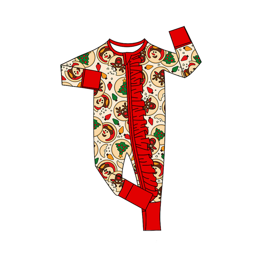 MOQ 5 Custom design Baby girls Christmas zipper rompers