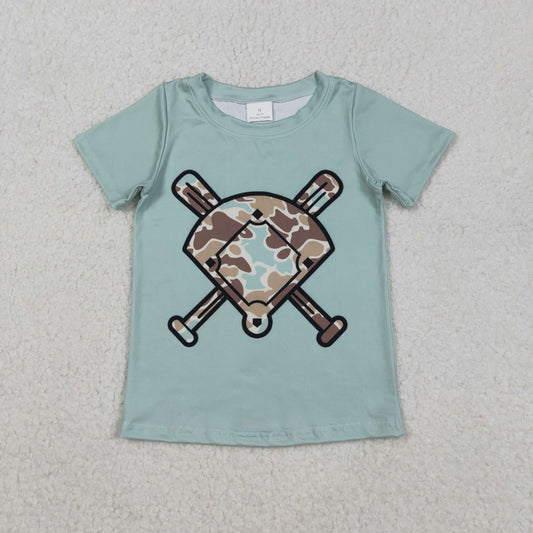 BT1422 baby boys baseball camo short sleeve shirt top