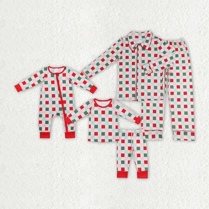 Family Matching Adult Baby Christmas red green checkered clothes