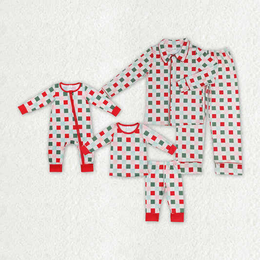 Family Matching Adult Baby Christmas red green checkered clothes