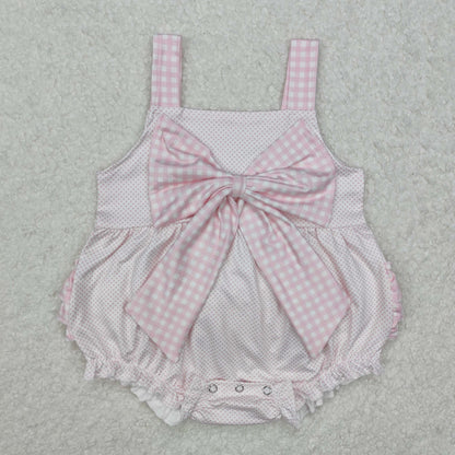 SR2280 Baby Girls pink suspenders romper