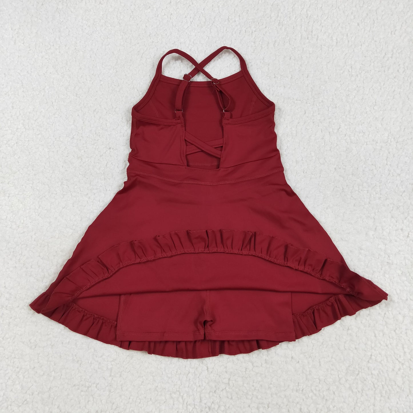 S0568  Girls wine red swimsuit 1pcs