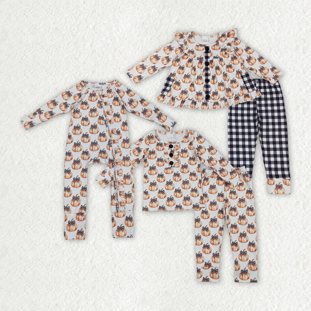 Matching Baby girls Halloween pumpkin bow clothing