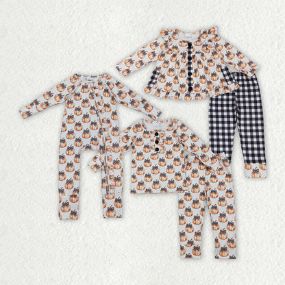 Matching Baby girls Halloween pumpkin bow clothing