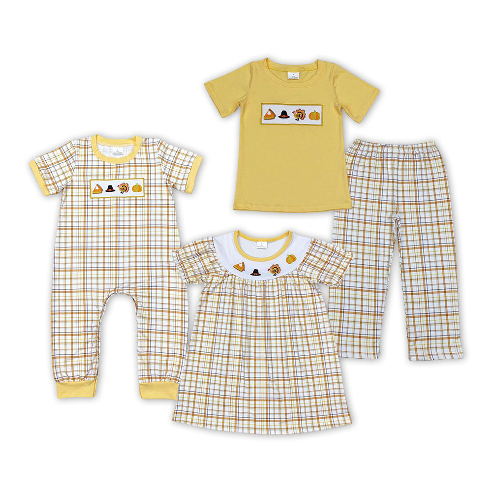 Matching Baby girls boys Thanksgiving outfits embroidery clothing