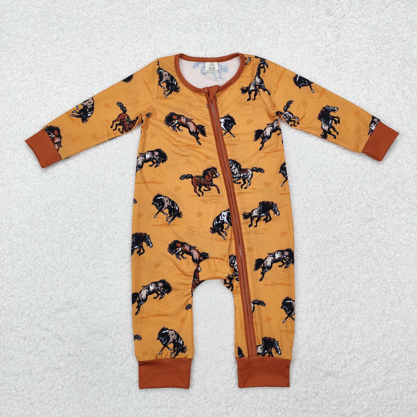 LR1857 Baby boys horse zipper bamboo romper