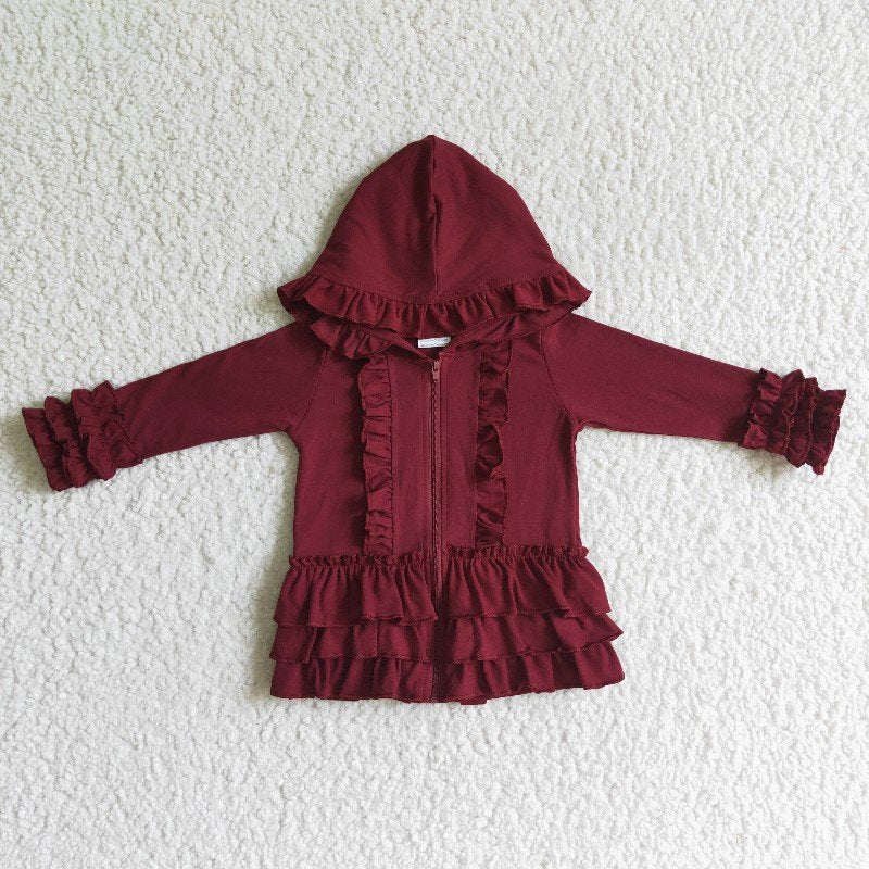 Matching Baby girls Solid zip coat top