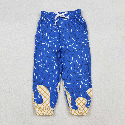 P0818 baby girls blue Ice cream waffles long Pants yoga