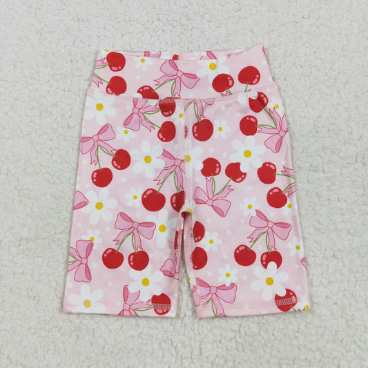 SS0541 baby girls pink bow cherry shorts yoga riding