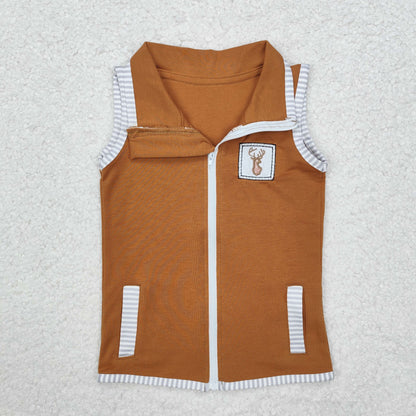 BT0855 Boys deer brown zippy jacket embroidery