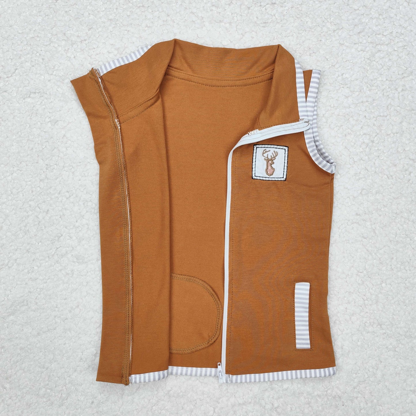 BT0855 Boys deer brown zippy jacket embroidery