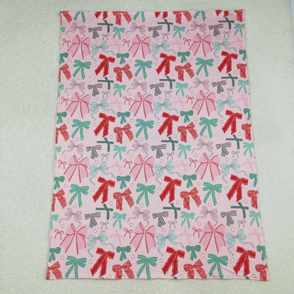 Family Matching Adult Baby girls Christmas red green bow clothes blanket