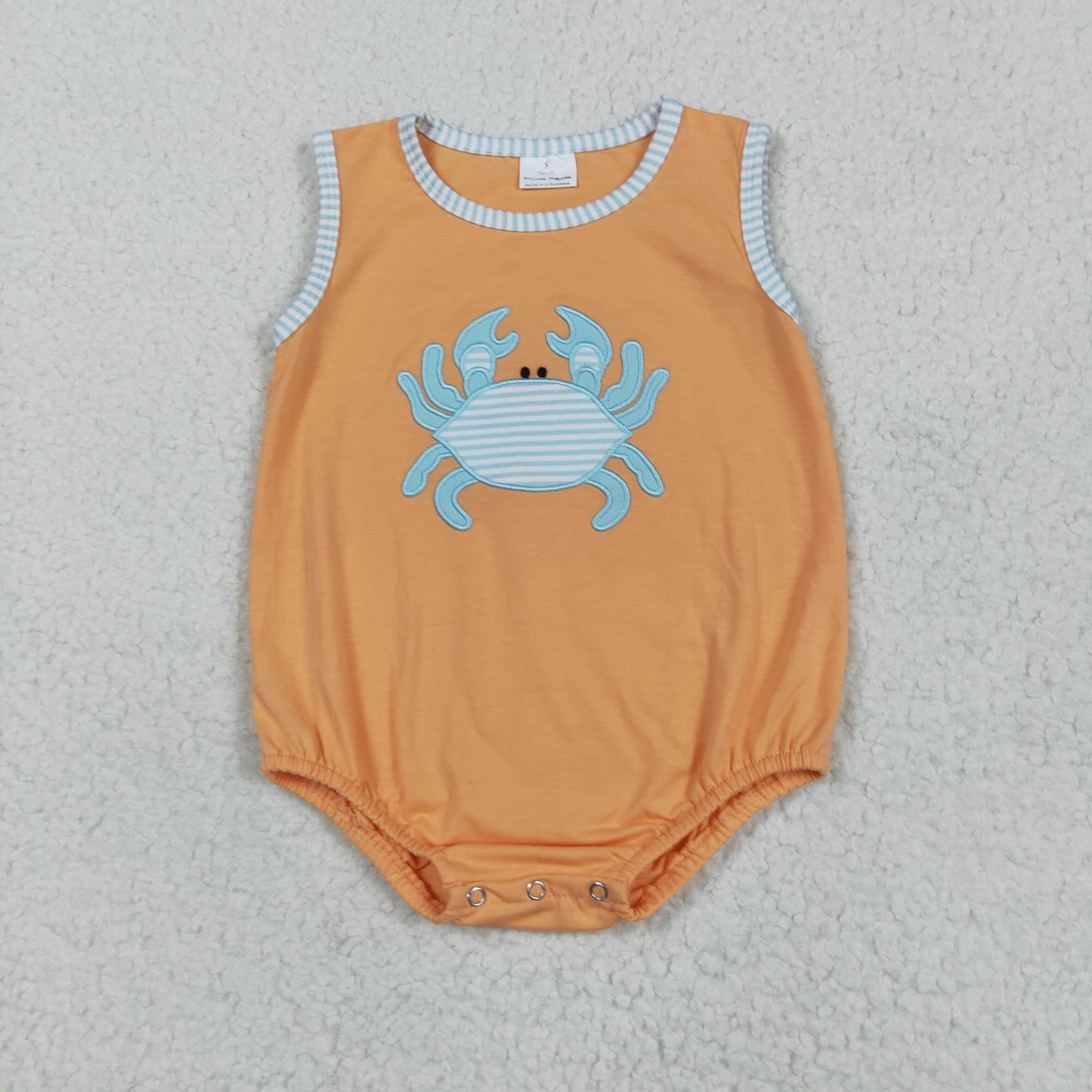 SR3058 Baby orange flying sleeve crab romper embroidery