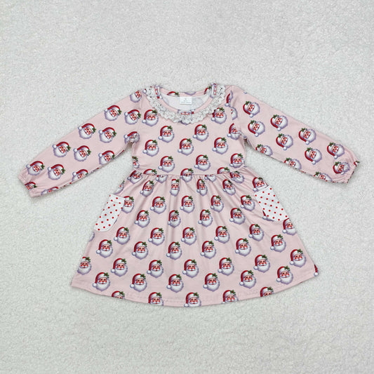 GLD0839 baby Girls Christmas santa pocket  Dress