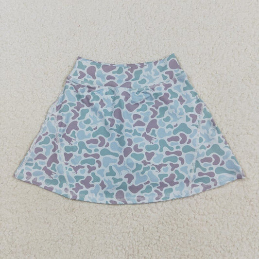 GLK0128 Girls green camo Skirt yoga