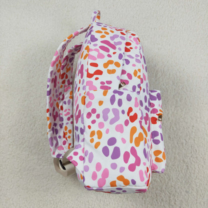 BA0307 pink leopard zipper floral schoolbag