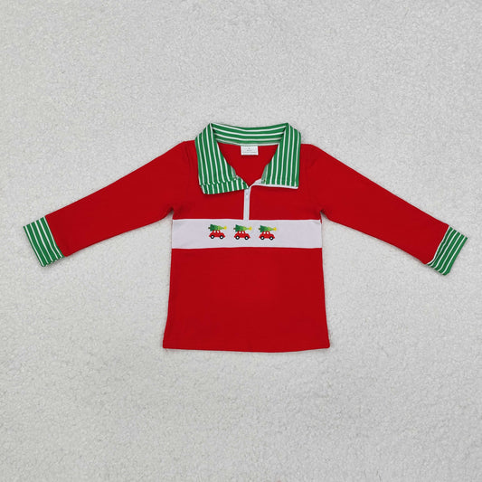 BT0930 Boys Christmas truck pullover embroidery