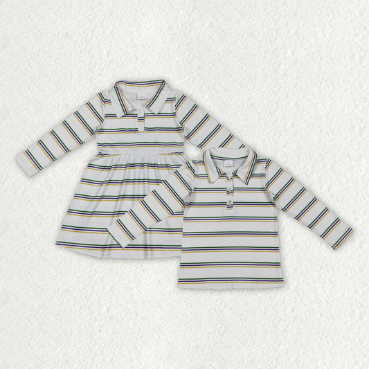Matching Baby girls Mardi Gras stripe clothing