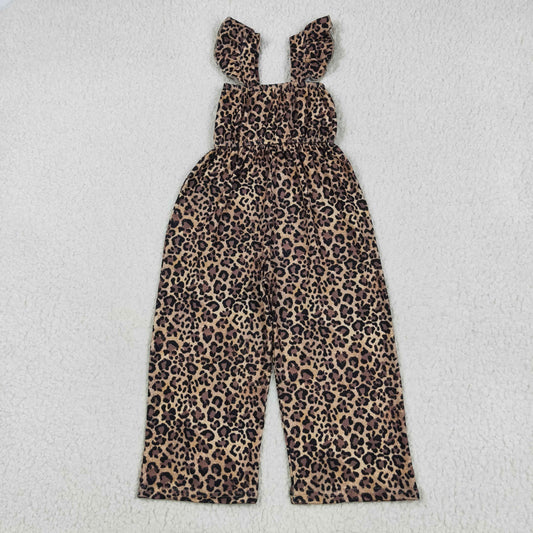 SR3054 baby girls flying sleeve leopard Jumpsuit