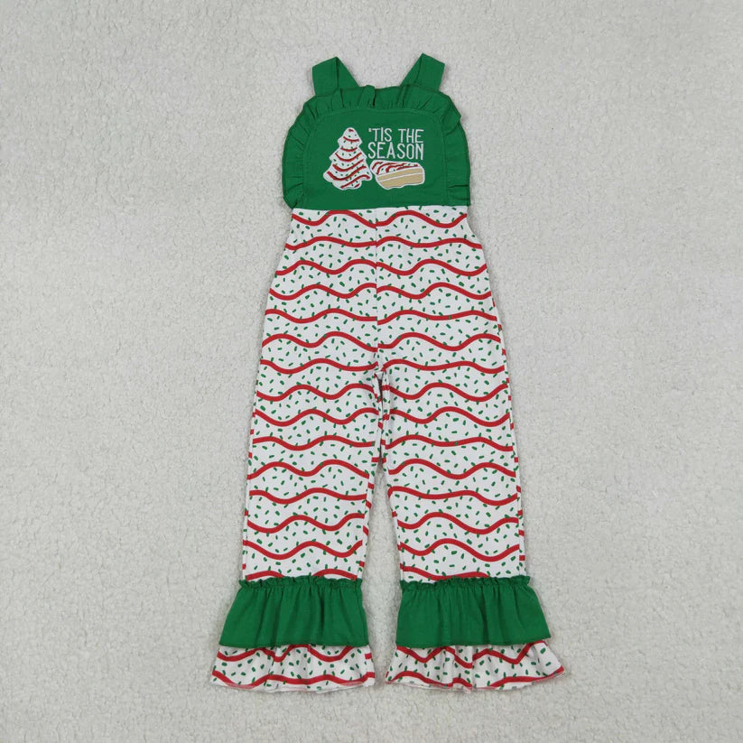 Matching Baby girls Christmas jumpsuit embroidery
