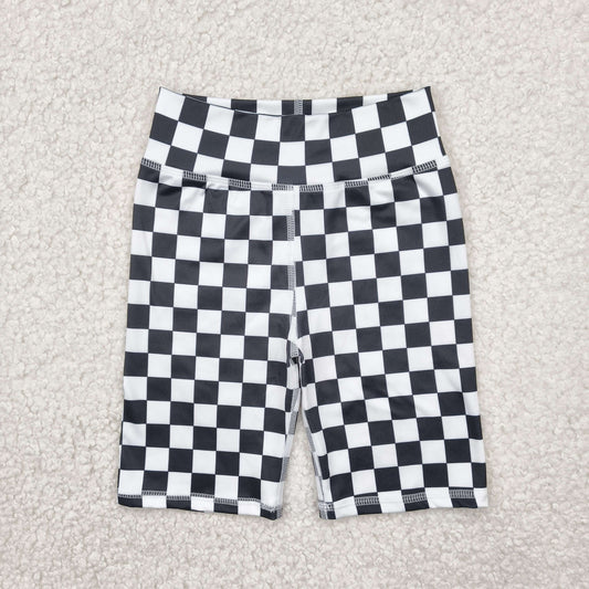 SS0537 baby boys black white checkered shorts riding yoga