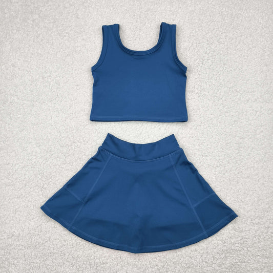 GSD1986 baby girls navy sleeveless dress outfits Yoga