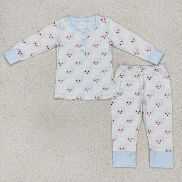 Matching Baby girls boys Christmas blue pink Santa pajamas
