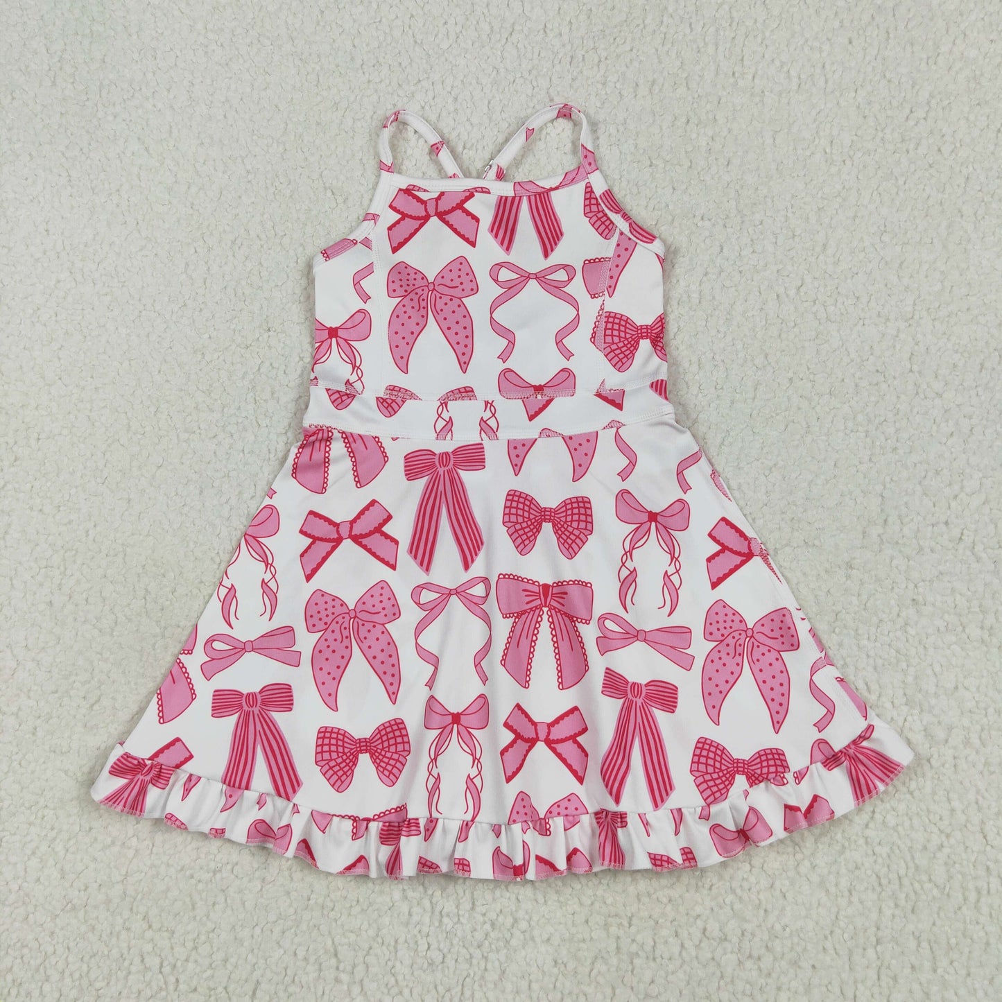 GSD2564 girls sleeveless pink  bow Dress yoga