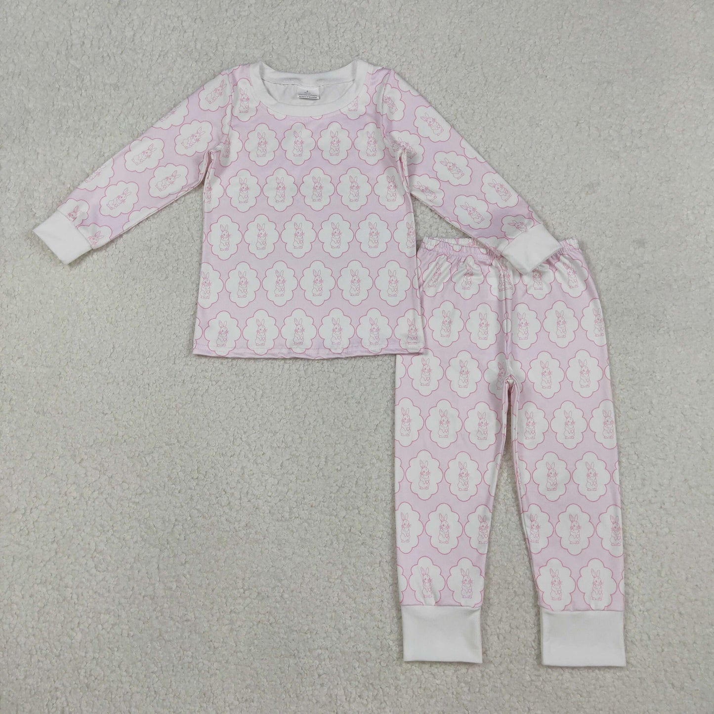 GLP3067 baby girls Easter bunny  long sleeves pink pajamas