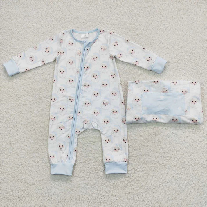 Matching Baby girls boys Christmas blue pink Santa pajamas