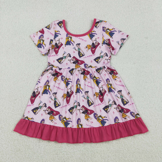 GSD2917 Baby Girls kpop rose floral short sleeve dress