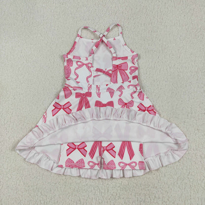GSD2564 girls sleeveless pink  bow Dress yoga