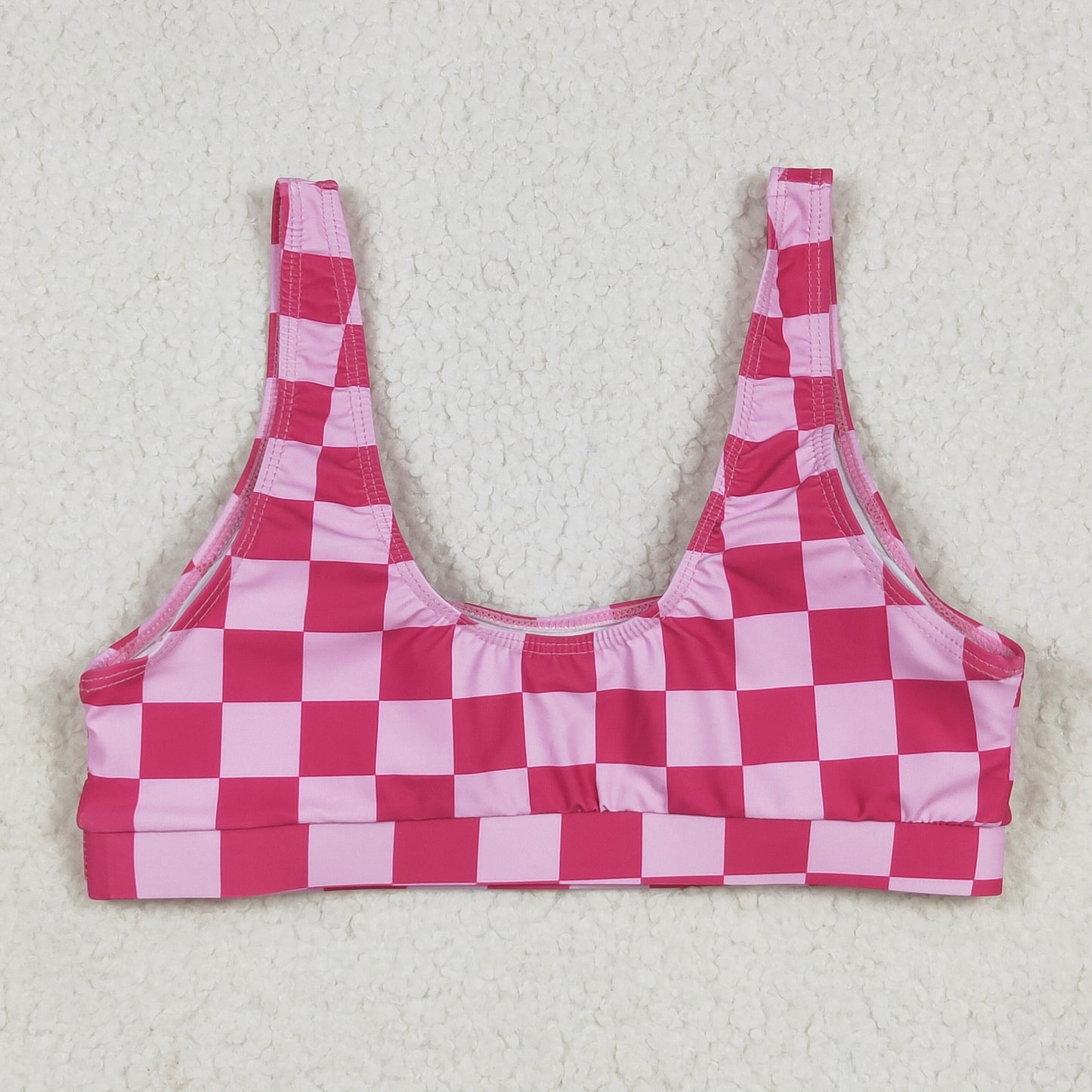 S0550 Adult women rose checkered swimsuit