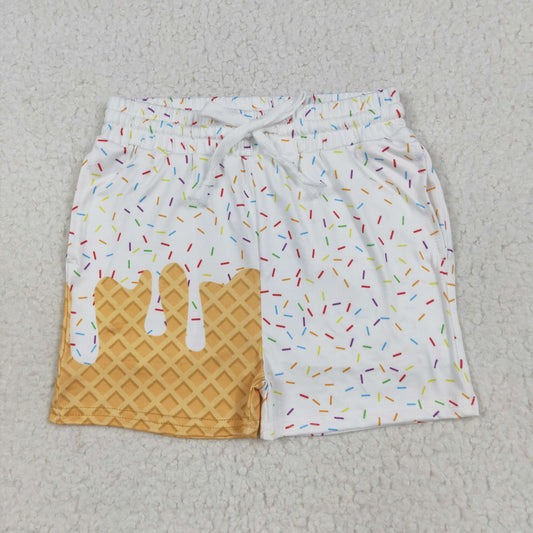 SS0625 baby boys white Waffle ice cream shorts