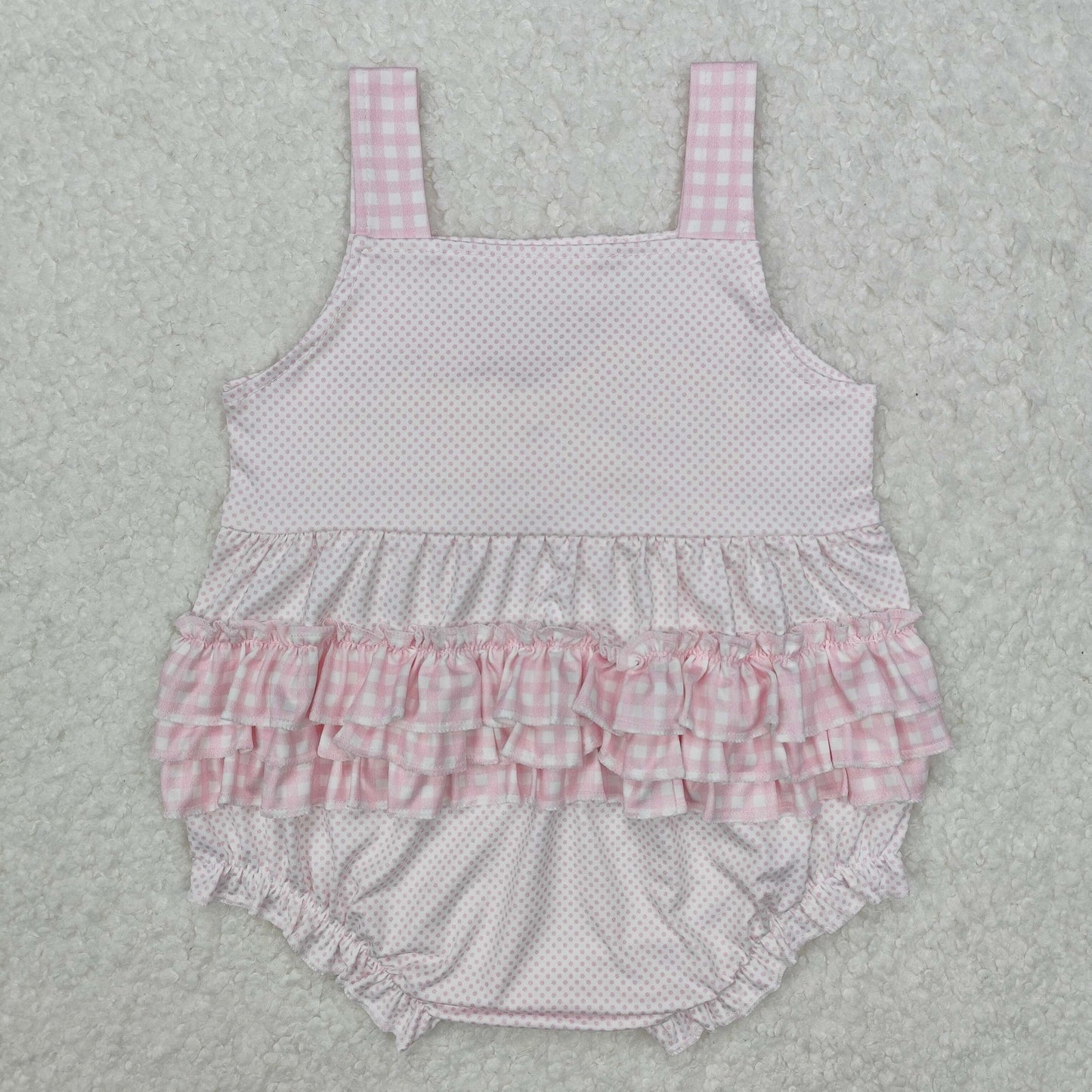 SR2280 Baby Girls pink suspenders romper