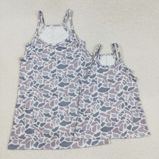 Family Matching Adult women  Baby girls camo dress yoga