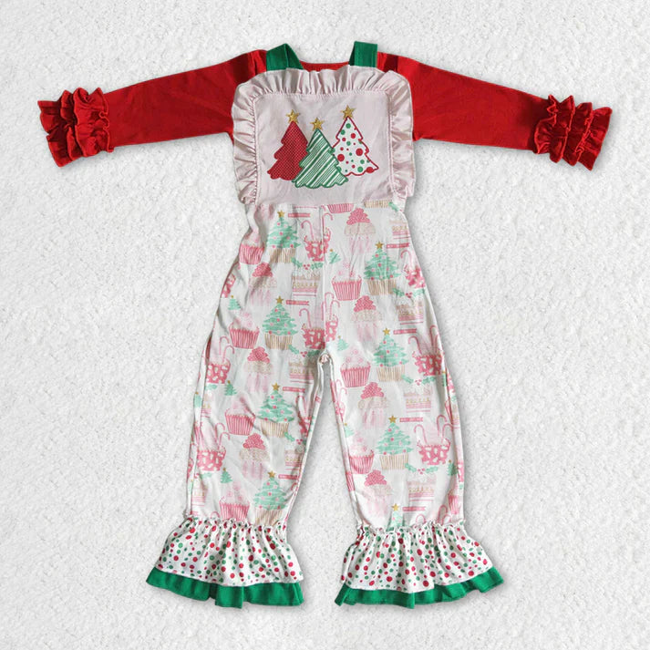 Matching Baby girls long Sleeve Christmas jumpsuit outfits Sets
