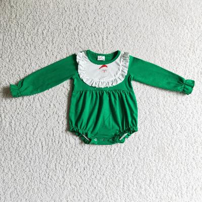 5.5 Matching Baby girls Christmas Santa green long sleeve clothing embroidery