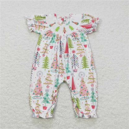 Matching Baby girls Christmas romper dress smocked