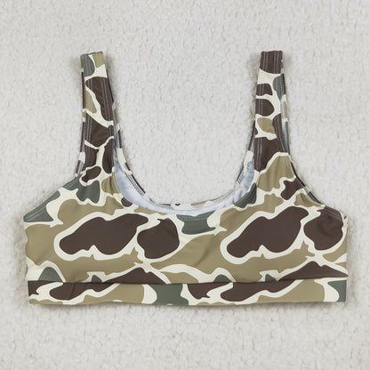 S0570 Adult women black green Camo swimsuit